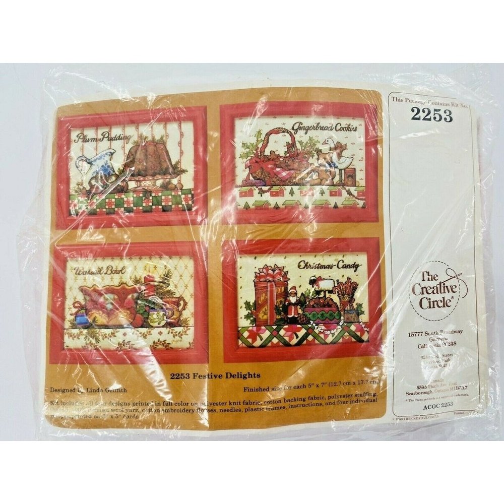 Vintage Creative Circle #2253 Festive Delights Christmas Crewel Embroidery Kit
